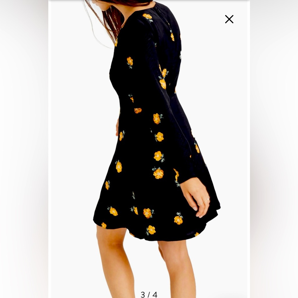 Madewell Lilyblossom Dress Women’s Sz 6 Black Floral Button Front